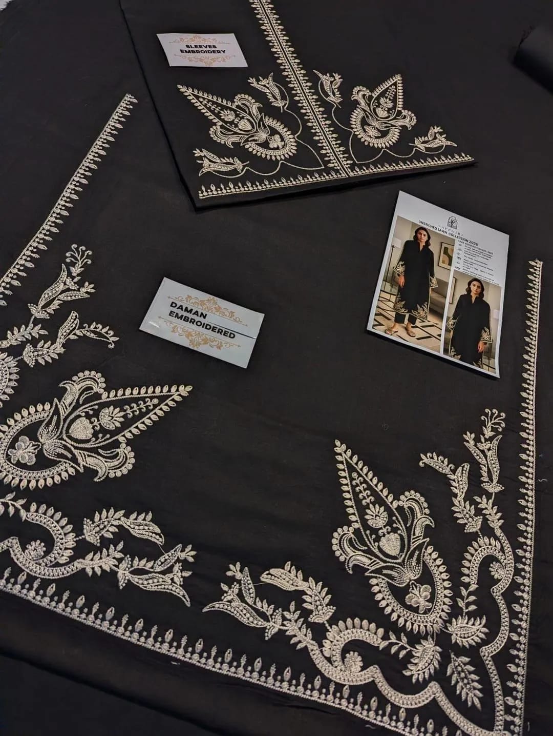 Sapphire Black Unstitched Lawn Suit for Summer Wear