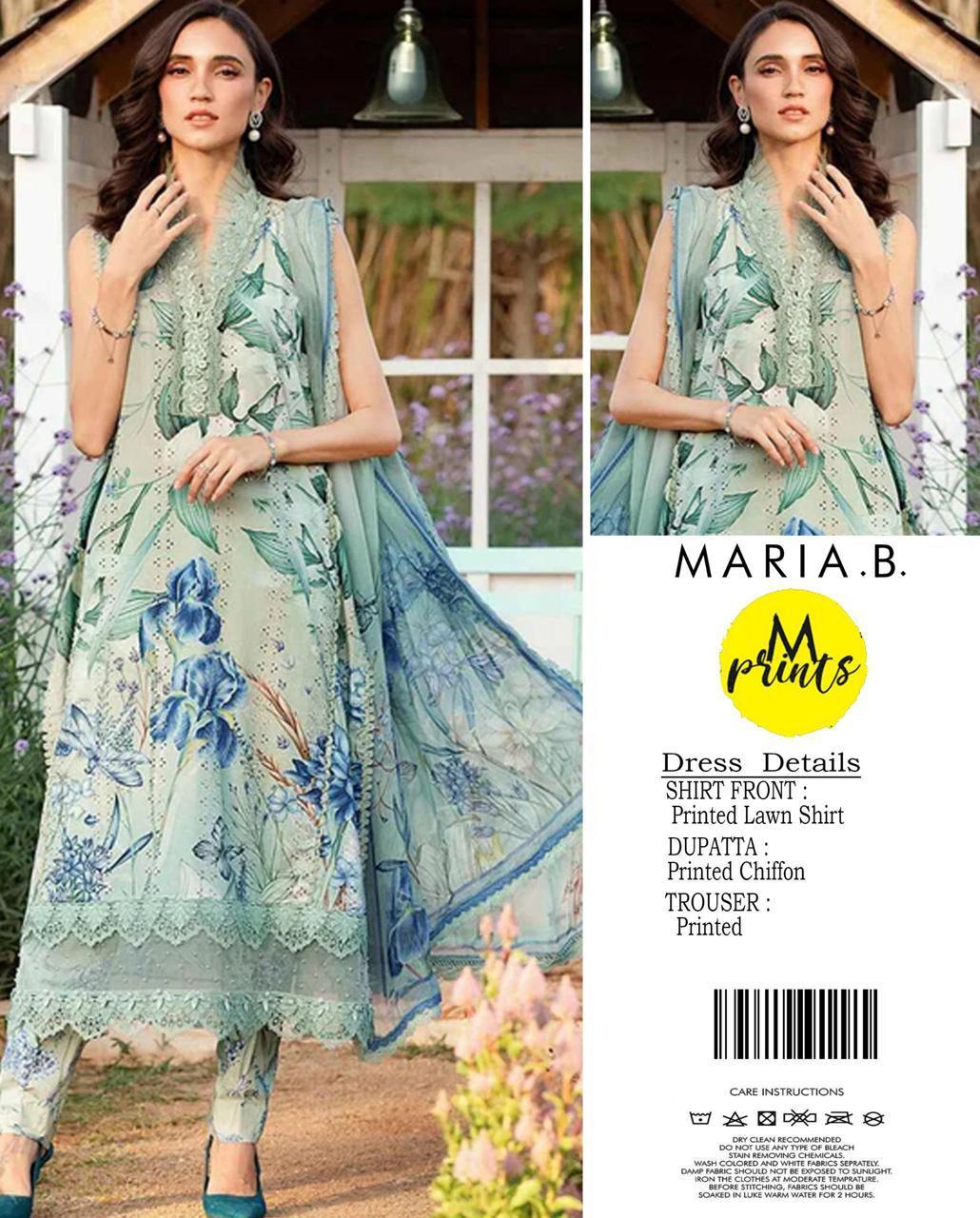 Maria.B Printed Lawn 3-Piece Suit with Chiffon Dupatta
